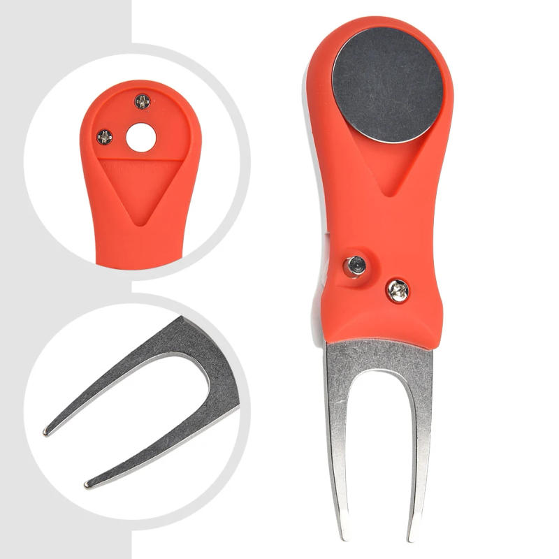 Description Picture 6 of itemVersatile Golf Divot Tool Lightweight With Magnetic Ball Marker Head Groove Cleaner Retractable Pitchfork Black Golf Accessories