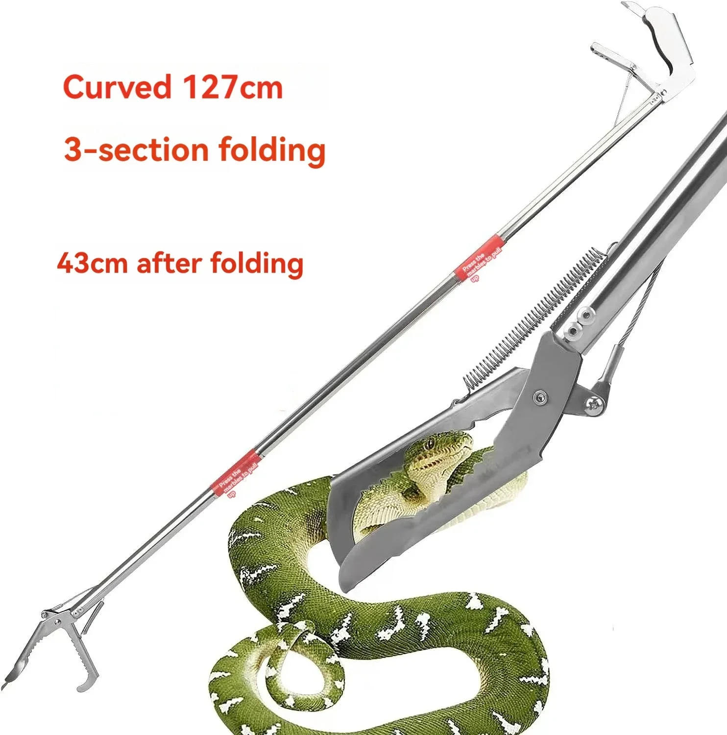 Description Picture 2 of itemStainless Steel Extended Two Types Head Snake Catcher Tongs Snake Hook Catcher Tool for Outdoor Foldable Reptile Grabber Tool