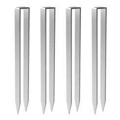 Trampoline Anchors 4pcs Stainless Steel Pegs Ground Anchors Trampoline Tie Down Anchors Kit High Wind Trampoline Stakes Silver
