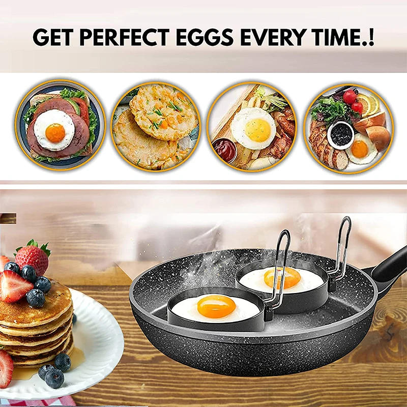 Description Picture 5 of itemProfessional Fried Egg Mold Stainless Steel Egg Fried Ring Nonstick Round Pancake Mold Kitchen Omelet Mold for Frying Eggs Tools