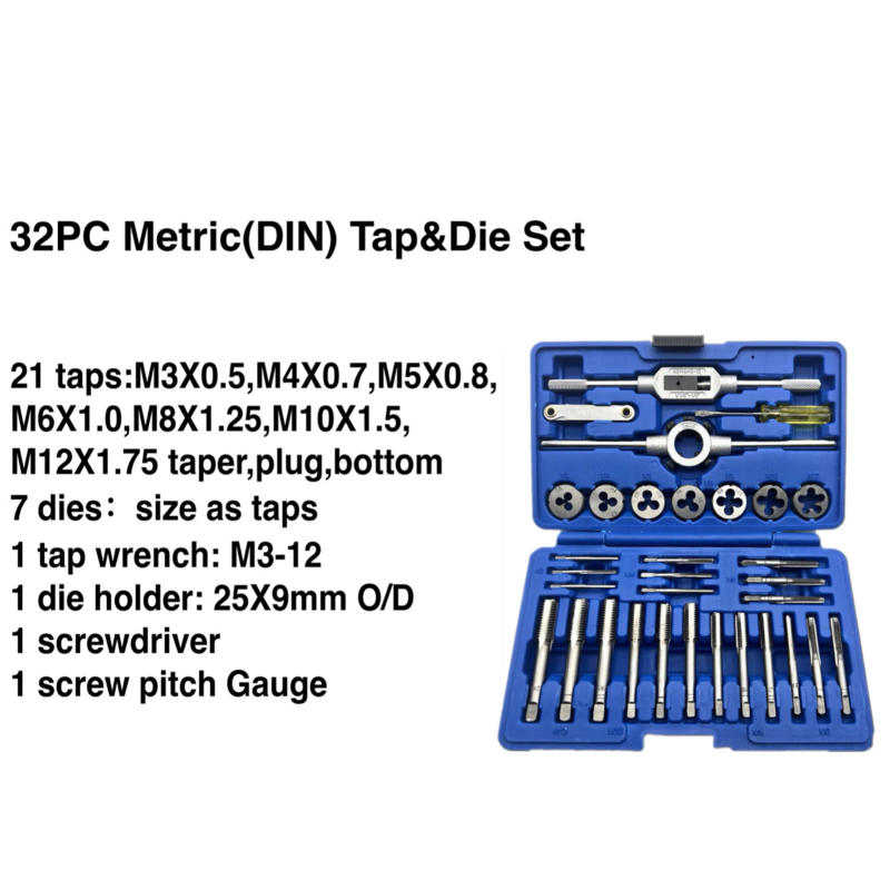 Description Picture 5 of itemM3-M12 Hand Threading Tool Tungsten Carbide Tap Die Screw Thread Making Tool Bit Set HSS Tap Die Set Metric Wrench Repair Tool