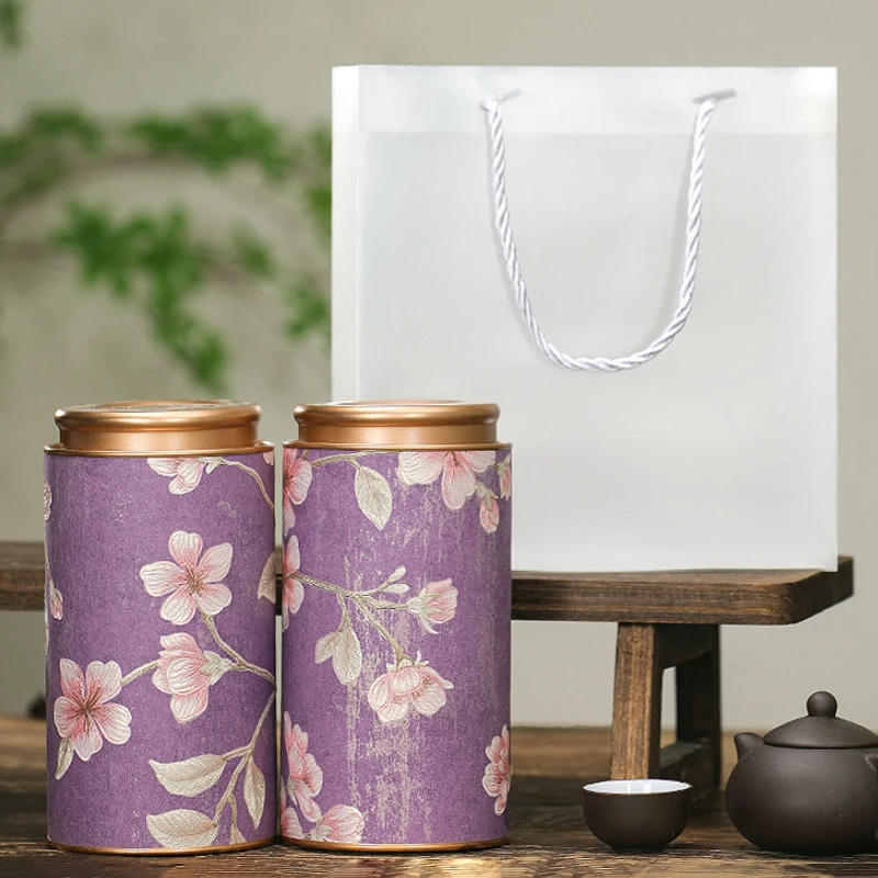 Description Picture 6 of itemPortable Tea Gift Packaging Box Household Flower Pattern Small Empty Tea Sealed Jar Tea Tin Can