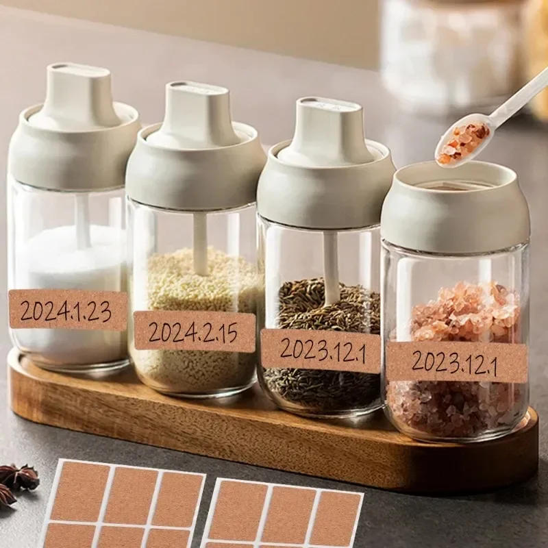 Description Picture 3 of itemOak Wooden Labels Stickers Food Spices Bottle Jar Sticker Cork Self-adhesive Office Blank Label Kitchen Home Organizer Tags
