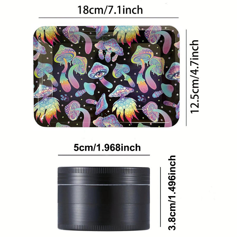Description Picture 3 of itemCigarette Metal Rolling Tray 180X125MM Smoking Accessories with 1.96IN Zinc Alloy Herb Grinder 4-layer Grass Crusher
