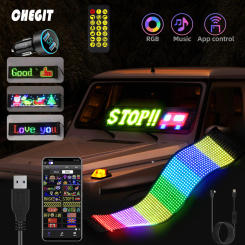 LED Flexible Car Sign Bluetooth App Control Led Panel LED Matrix Pixel Panel, USB 5V Scrolling Bright Advertising LED Signs