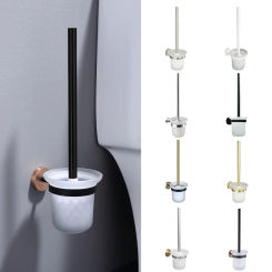 Black Stainless Steel Toilet Brush Holder Household No-Dead Angle Cleaning Brush Wall-Mounted Bathroom Hardware Accessories