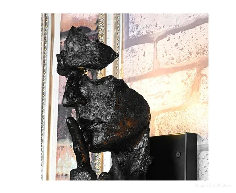 Description Picture 4 of itemloft face wall lamp decor salon wall lamps creative retro led light For home decor light art bar aisle indoor lighting Fixtures