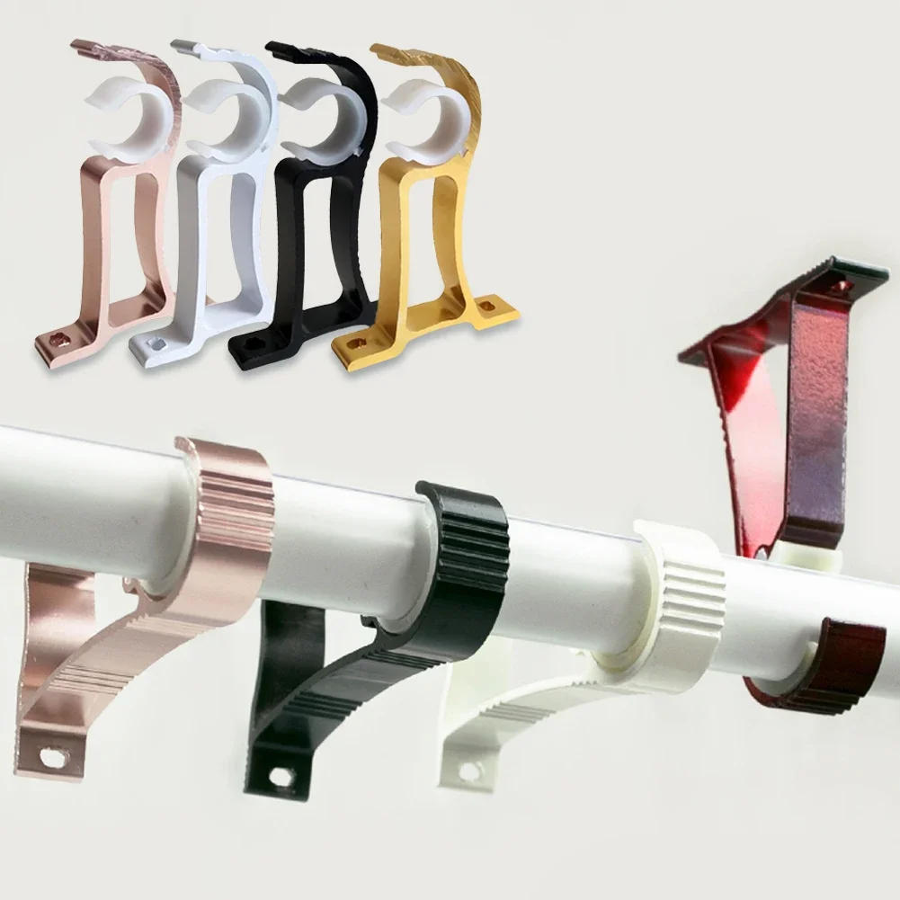 Description Picture 4 of item1pcs Curtain Rods Bracket Hanger Hook Rod Support Clamp Crossbar Fixing Clip Wall Hooks Organizer Rails Rack Home Storage