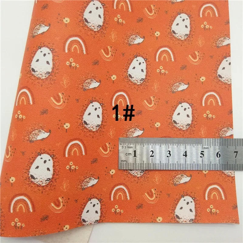 Description Picture 3 of itemAutumn Rainbows Printed Synthetic Leather Faux Fabric Sheets Felt Backing Vinyl For Earrings bag Bows DIY GM2358B