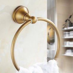 Antique Brass Towel Ring Holder Round Wall-Mounted Hanger Bathroom Hardware Towel Racks Bathroom Accessory  Lba130