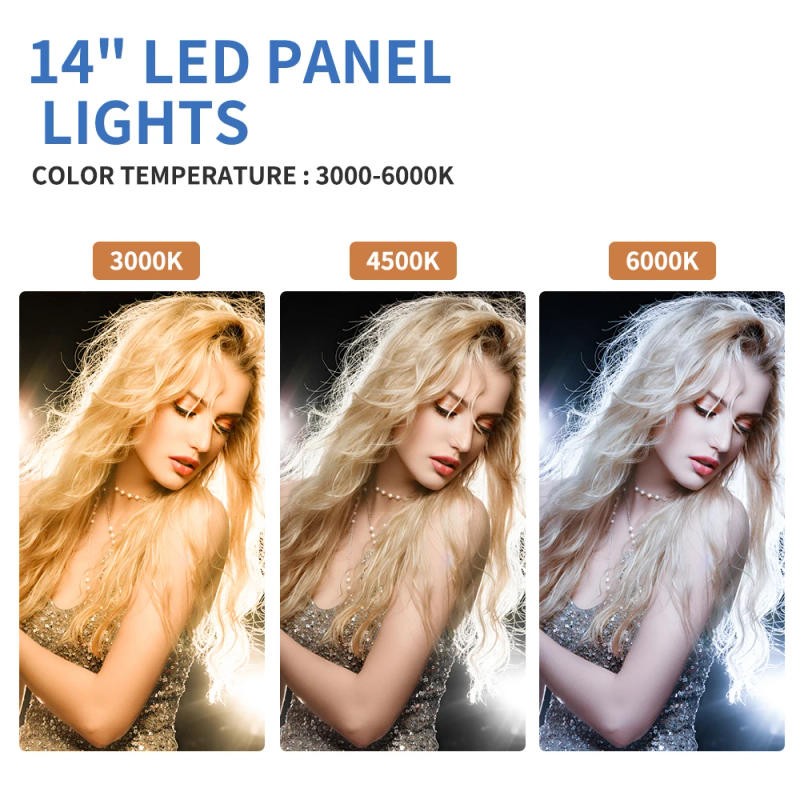Description Picture 2 of item14'' LED Video Light Photography Selfie Dimmable Panel Lighting Photo Studio Live Stream Fill Lamp Three Color With Tripod Stand