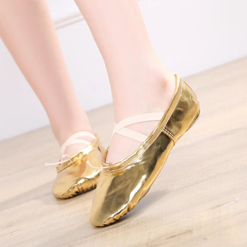 Description Picture 2 of itemShining Girls Ballet Shoes Soft Sole Ballet Dance Slippers Girls Ladies Ballerina Ballet Shoes Women Gymnastics Dance Shoes
