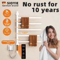 SIOYIE Towel Warmer Rotating Heated Towel Rack For Bathroom with Timer, Concealed Installation Wall-Mounted Electric Towel Rail