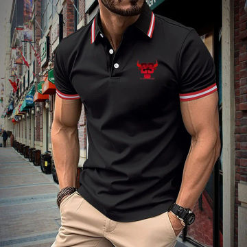 Summer new men's fashion T-shirt polo fir casual lapel fashion brand street sportswear