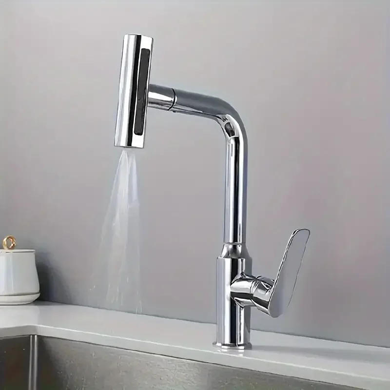 Description Picture 4 of item4thGear Waterfall Sink Kitchen Faucet Hot Cold Mixer Wash Basin Multiple Water Outlets Rotation Flying Rain Tap Single Hole Bath