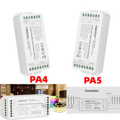 Miboxer High Speed Performance Amplifier PA4 4-Channel PA5 5-Channel LED Controller for 5050 RGB RGBW LED Strip Light DC12V 24V
