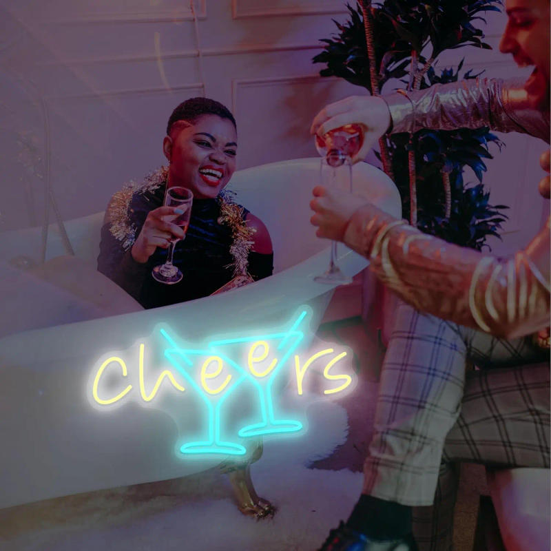 Description Picture 6 of itemCheers Cocktail Neon Sign Bar LED Neon Light Sign for Bedroom Restaurant Hotel Decor Birthday Parties Home Decoration Neon Light