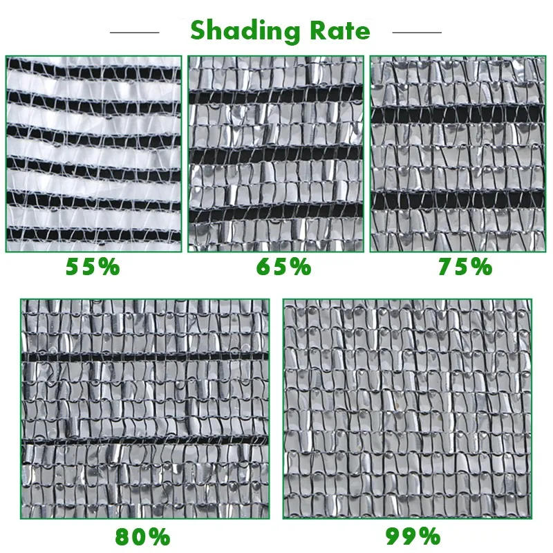 Description Picture 5 of itemShading 55~99% Aluminum Foil Sunshade Net Silvery Anti-UV Awning Fence Privacy Screen Garden Sun Shade Mesh Car Sun Shed Canopy