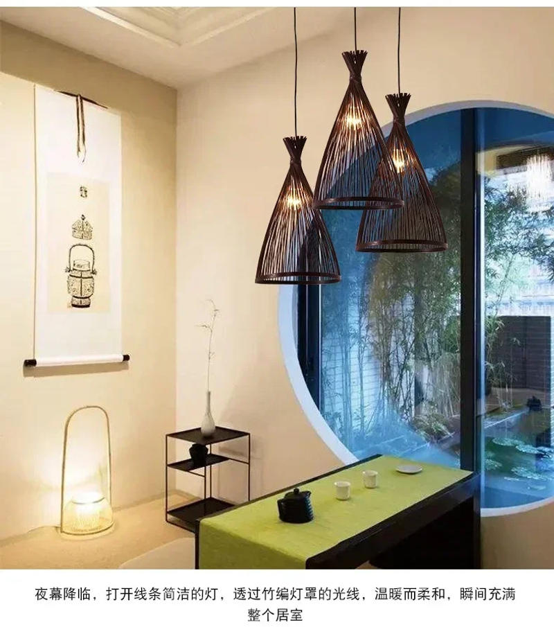 Description Picture 6 of itemRestaurant Chandelier Bamboo Tea Room Zen Creative Personality Simple Japanese Style B&B Hotel Living Room Bamboo Chandelier