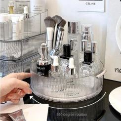 360 Degree Rotating Plastic Storage Tray Cosmetic  Box Makeup Organizer  Baskets Kitchen  Serving