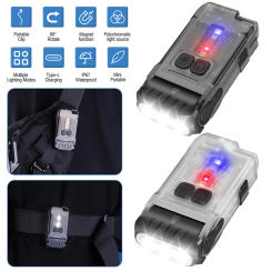 Keychain Flashlight Type-C Rechargeable Portable Mini Torch Waterproof Work Light Magnetic for Car Repairing/Emergency/Camping