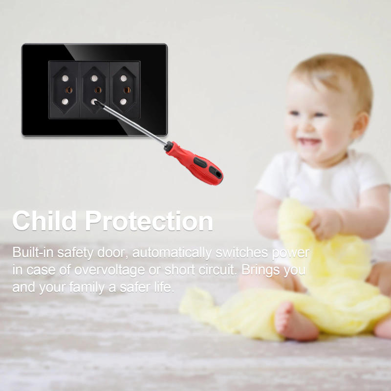 Description Picture 3 of itemBrazil Standard Light Switch Wall Socket with USB Type-C 118mm Outlet Glass Panel Home Office Electrical Plug 110-250V 20A