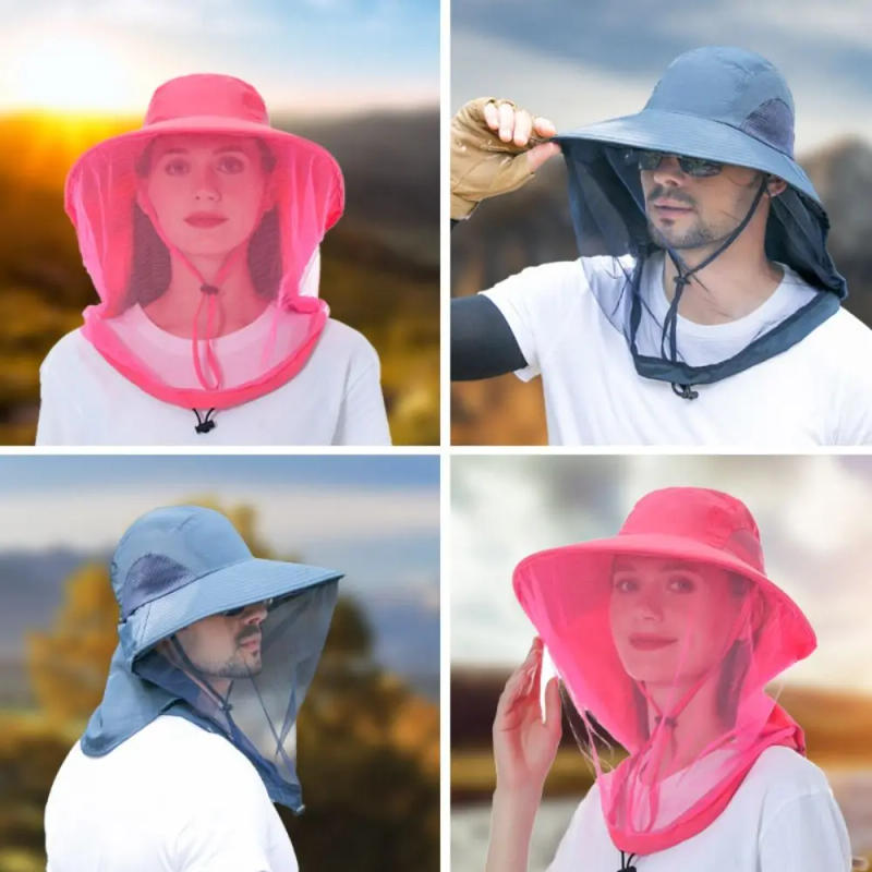Description Picture 2 of itemFashion Unisex Foldable Mosquito Hat With Hidden Net Mesh Repellent Insect Bee Protection Casual Outdoor Sunscreen Fishing Cap