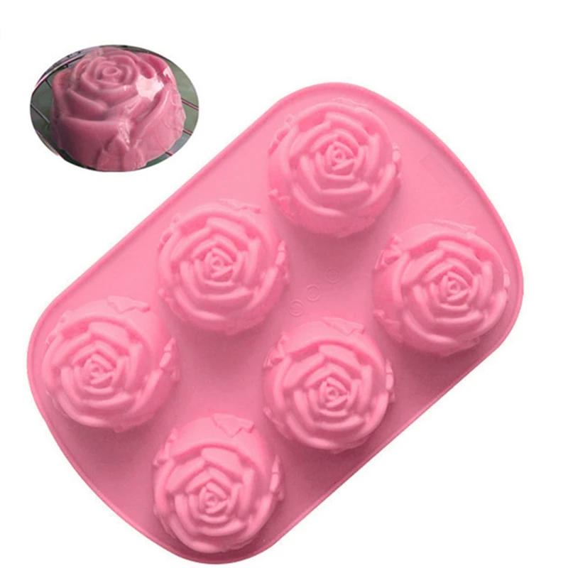 Description Picture 6 of itemSilicone 6 Holes Flower Rose Cake Ice Cream Chocolate Mold Soap 3D Cupcake Bakeware Baking Dish Cake Pan Muffin Mould