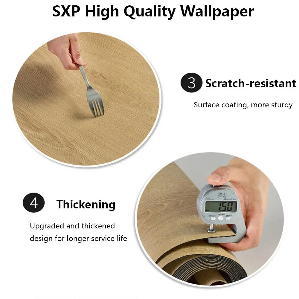 Description Picture 5 of item3D Retro Wood Grain Wallpaper, Peel And Stick Flooring Waterproof Floor Tiles, Removable Sticker, 1Roll 118'' X 15.7''