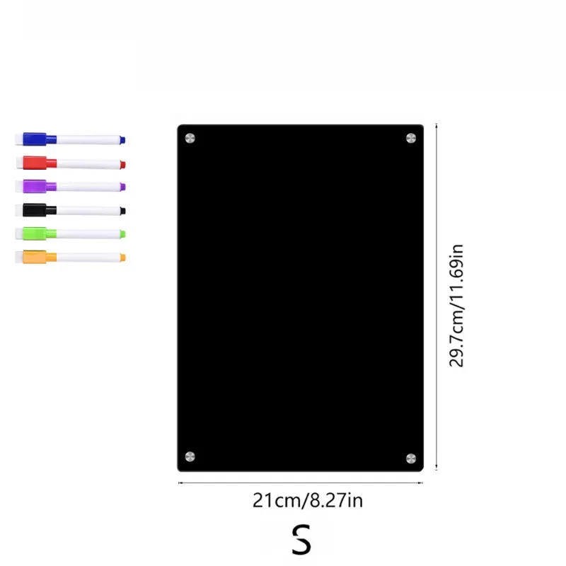 Description Picture 2 of itemFridge Sticker Calendar Board Magnetic Reusable Weekly Planner Transparent Dry Erase Message Writing Board Black Surface Magnets
