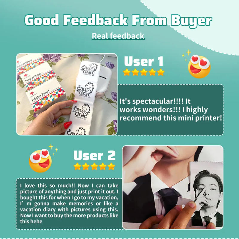 Description Picture 4 of itemPhomemo T02 Portable Mini Printer Thermal Pocket Printer Self-adhesive Stickers Use for DIY,Journal impresora termica portatil