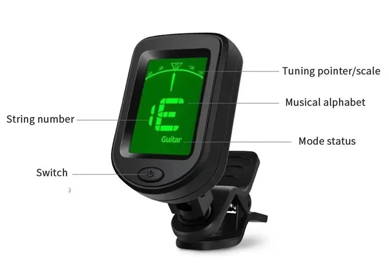 Description Picture 3 of itemBass Ukulele Violin Mandolin Banjo Guitar Tuner For All Instruments Clip on Electronic Tuner LCD Digital