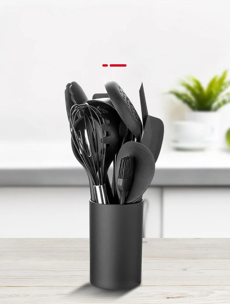 Description Picture 3 of itemNew Black Non-Stick Cookware Silicone Kitchenware Tool Cooking Utensils Set Spatula Ladle Egg Beaters Shovel Kitchen Accessories