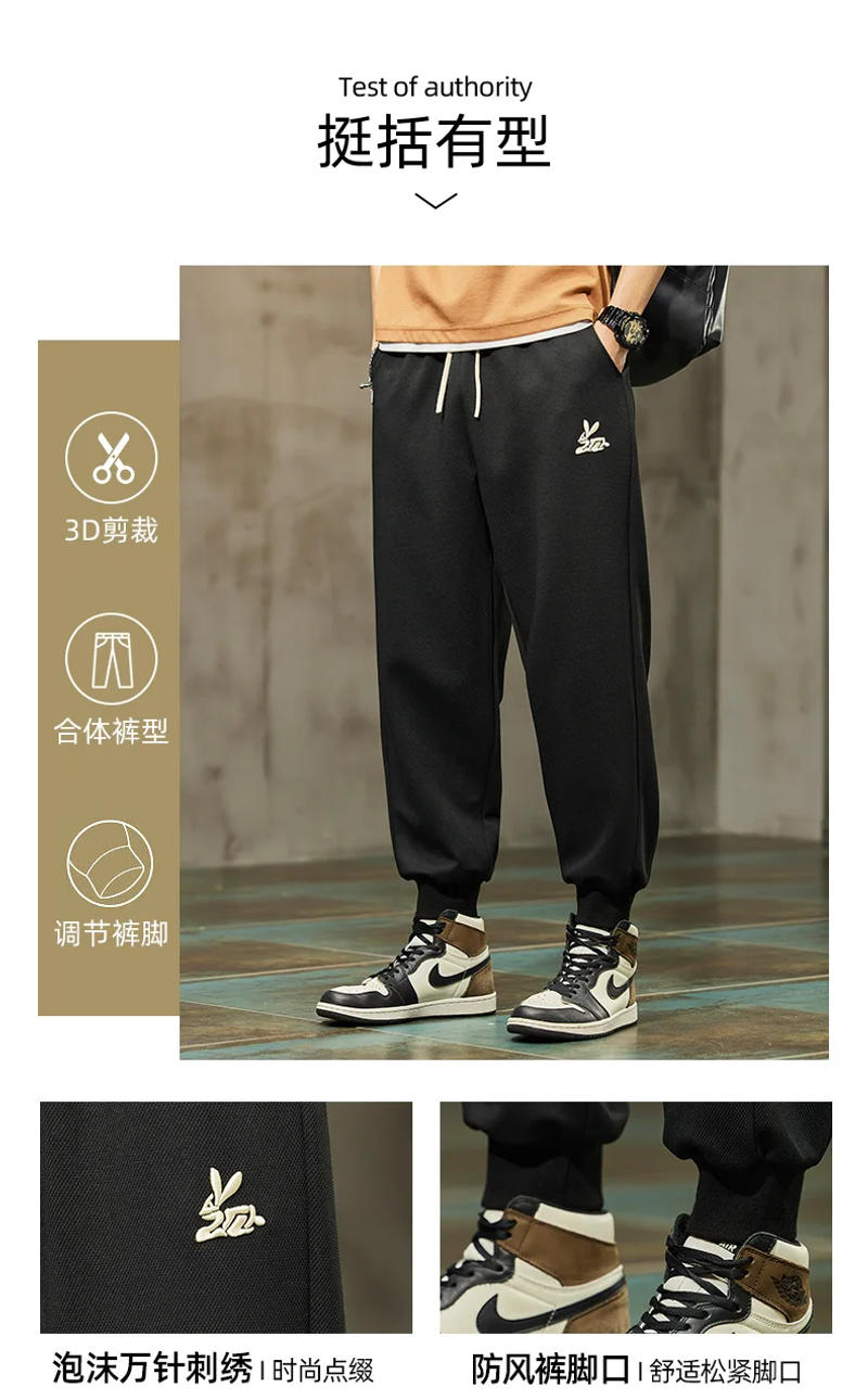 Description Picture 3 of itemCasual Pants Men's Loose Tie Feet Versatile Sports Straight Style Knitted