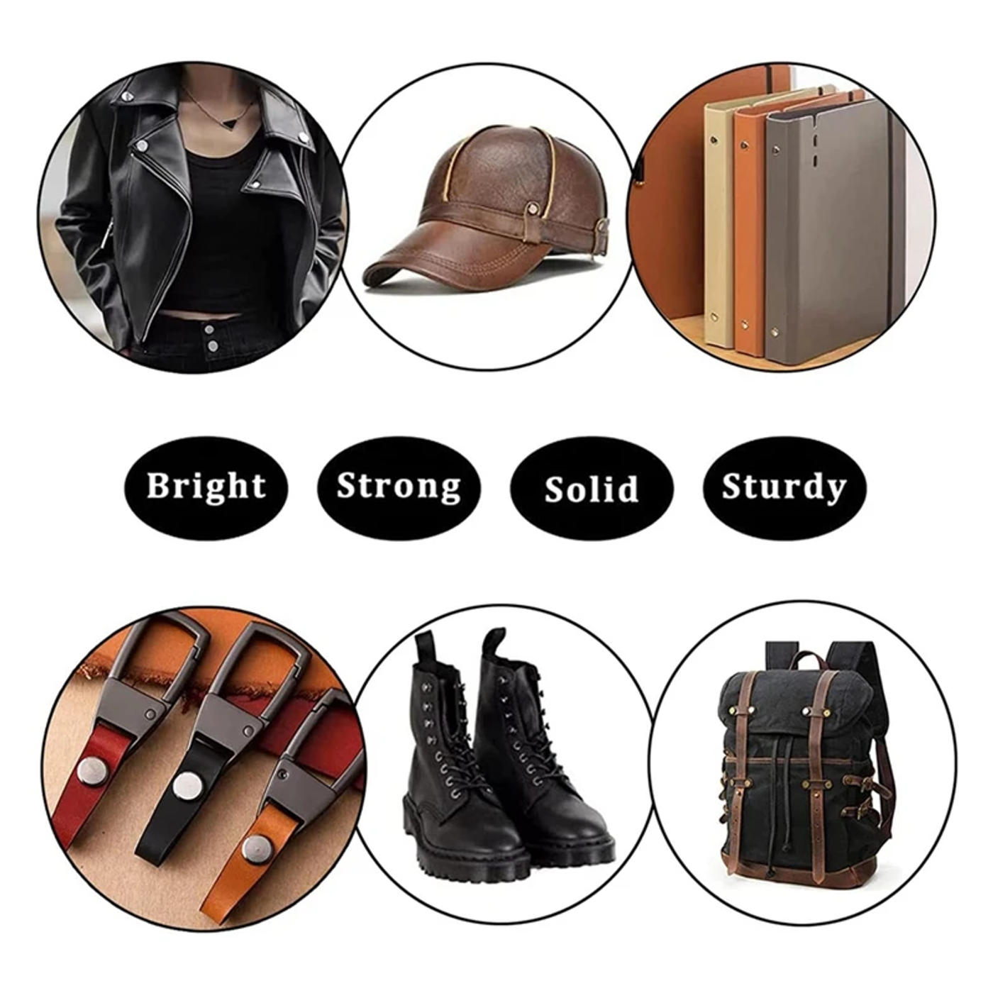 Description Picture 6 of item90Sets Chicago Screws Kit, 6 Sizes Screw Rivets Metal Chicago Binding Screws For DIY Repair Leather Craft Belt