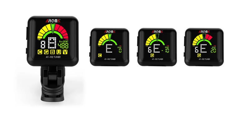 Description Picture 3 of itemAroma Guitar Tuner, Violin Tuner Guitar Clip‑on Tuner USB Rechargeable Built‑in Battery Violin Ukulele Tuner AT‑102 Black