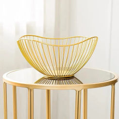 Simple Modern Iron Fruit Basket Fruit Container Bowl Home Creative Snacks Bread Storage Drain Basket Table Snacks Display Tray