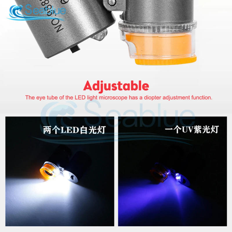 Description Picture 6 of item60Times Microscope LED Lamp Light Yanchao Light Portable Pocket With Lamp Magnifying Glass Magnifiers For Jewelry Identification