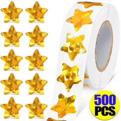 500PCS Gold Star Stickers Wedding Holiday Birthday Party Gift Box Sealing Sticker Envelope Invitation Letter Sticker Decorative