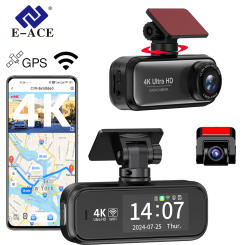 4K Dash Cam Support Wifi GPS and APP Control 1080P Night Vision Dual Lens Car Camera DVR Loop Recording 24H Parking Monitoring