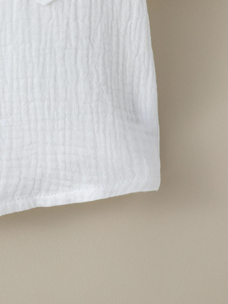 Description Picture 6 of itemBoy Solid Color Cotton Soft Shirt Chest Pocket Stand Collar Short Sleeve Gentleman Shirt For Boys 1-3Y Summer Clothes