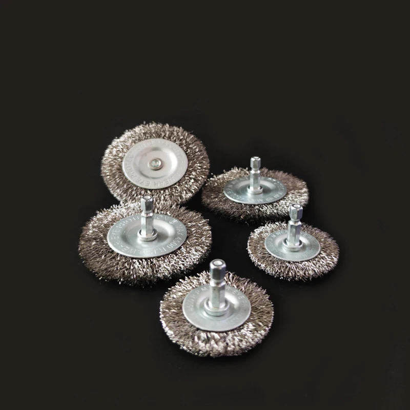 Description Picture 2 of item50mm/60mm/75mm Steel Wire Brush Brass Plated Wheels Brushes Drill Rotary Tools Metal Rust Removal Polishing Brush