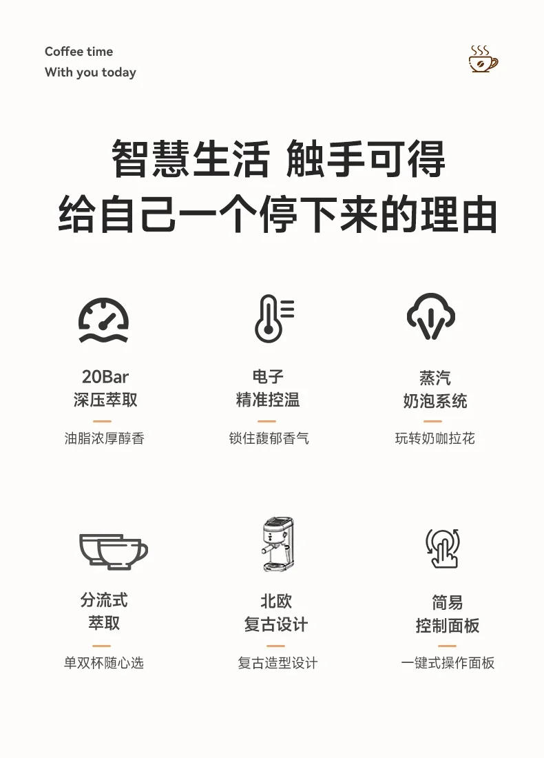 Description Picture 4 of item220V Compact Derlla Coffee Maker with Espresso and Milk Frother for Apartments and Offices