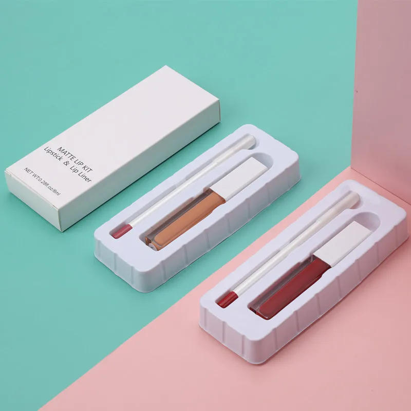 Description Picture 2 of item21 Colors Vegan Lip Gloss Lip Liner Kit Private Label Lip Glaze Non-sticky Matte Lipstick Lipliner Set Makeup Wholesale