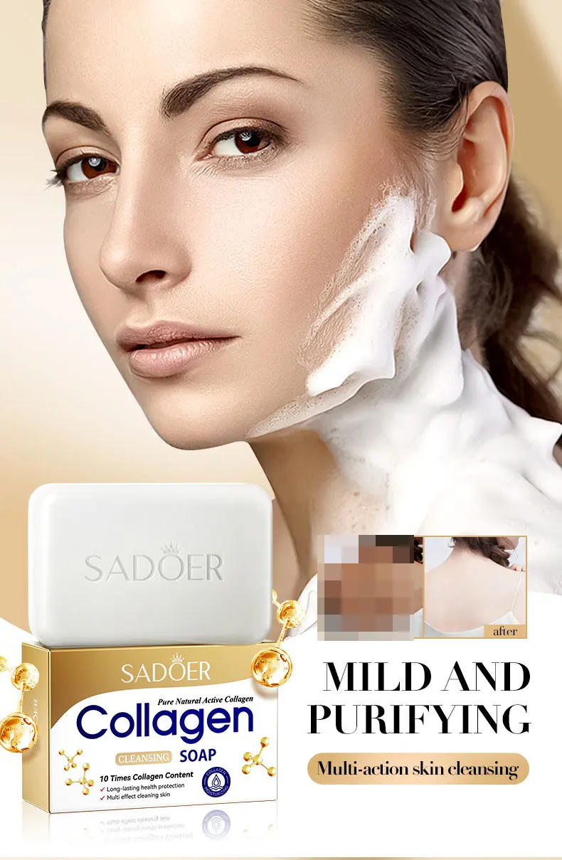 Description Picture 2 of itemSADOER Collagen Multi-effect Skin Cleansing Soap Handmade Soap Cleansing Body Oil Control Bath Handmade Soap