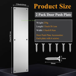 2 pcs Push Door Plate 15x3.5" Stainless Steel Door Push Plate Door Kick Plate,Brushed Doorplate Door Proection Metal Plate