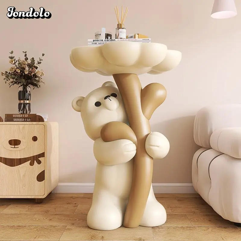 Description Picture 3 of itemCute Bear Embracing Flowers And Landing  Side Table Ins Style Living Room Bedroom Table Pink Children'S Room Decoration Bedsid