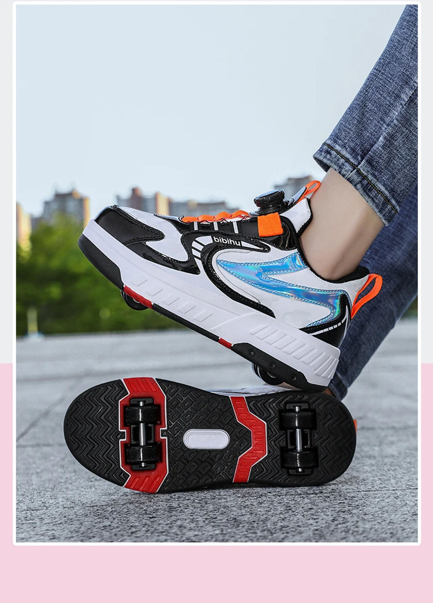 Description Picture 4 of itemChildren Junior Child Roller Skate Shoes Kids Sneakers 2024 Boys Girls Gifts Wheels Shoes Adult Casual Outdoors Sports Shoes