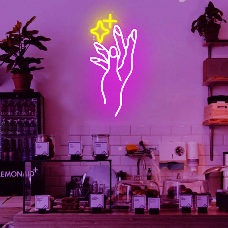 Description Picture 6 of itemHand Neon Sign Pink Nail Led Signs For Wall Decor Hand LED Lights Signs Dimmable Neon Light up Signs for Bedroom Girls Room De