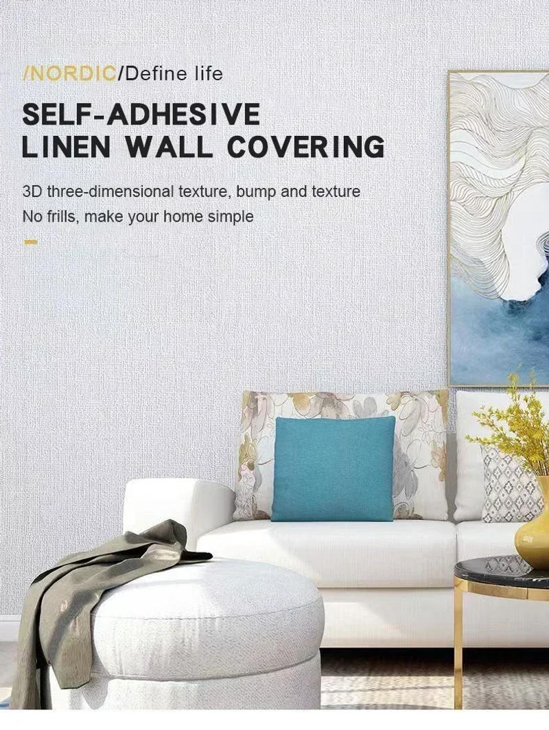 Description Picture 2 of item3D linen Self-Adhesive Wall Sticker Wallpaper Waterproof Wall Covering Panel for Living Room Bedroom Bathroom Home Decoration